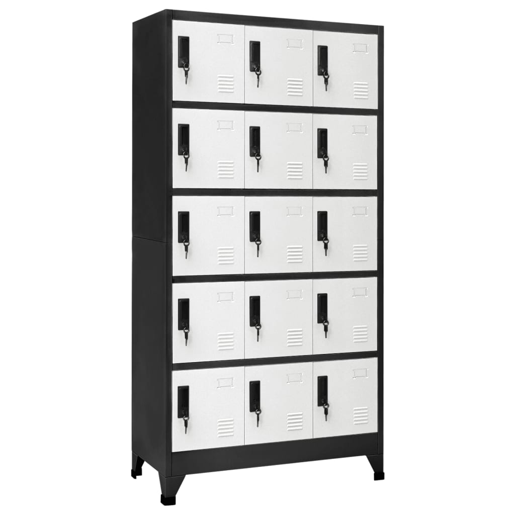 Locker Cabinet Anthracite and White 90x40x180 cm Steel - Direct Imports