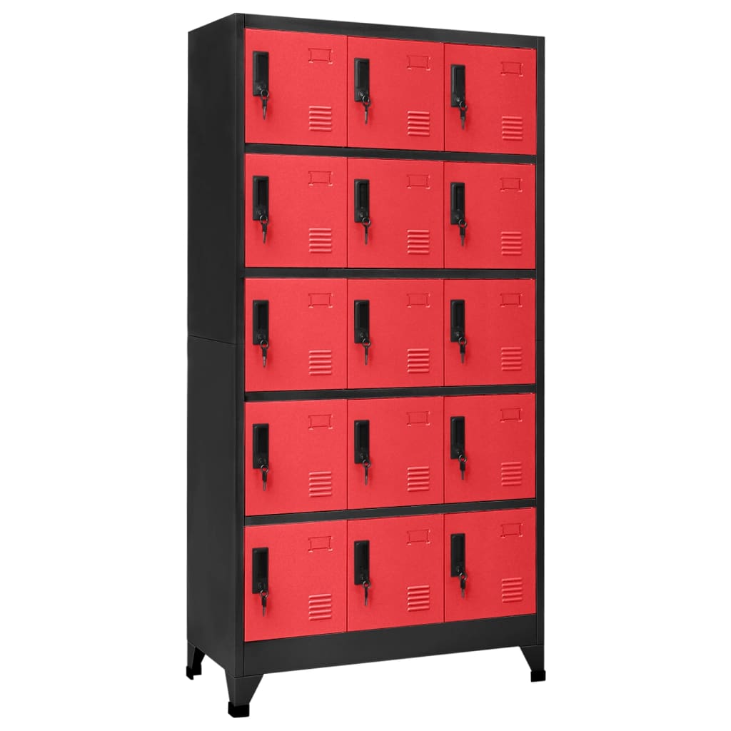Locker Cabinet Anthracite and Red 90x40x180 cm Steel - Style and Chic