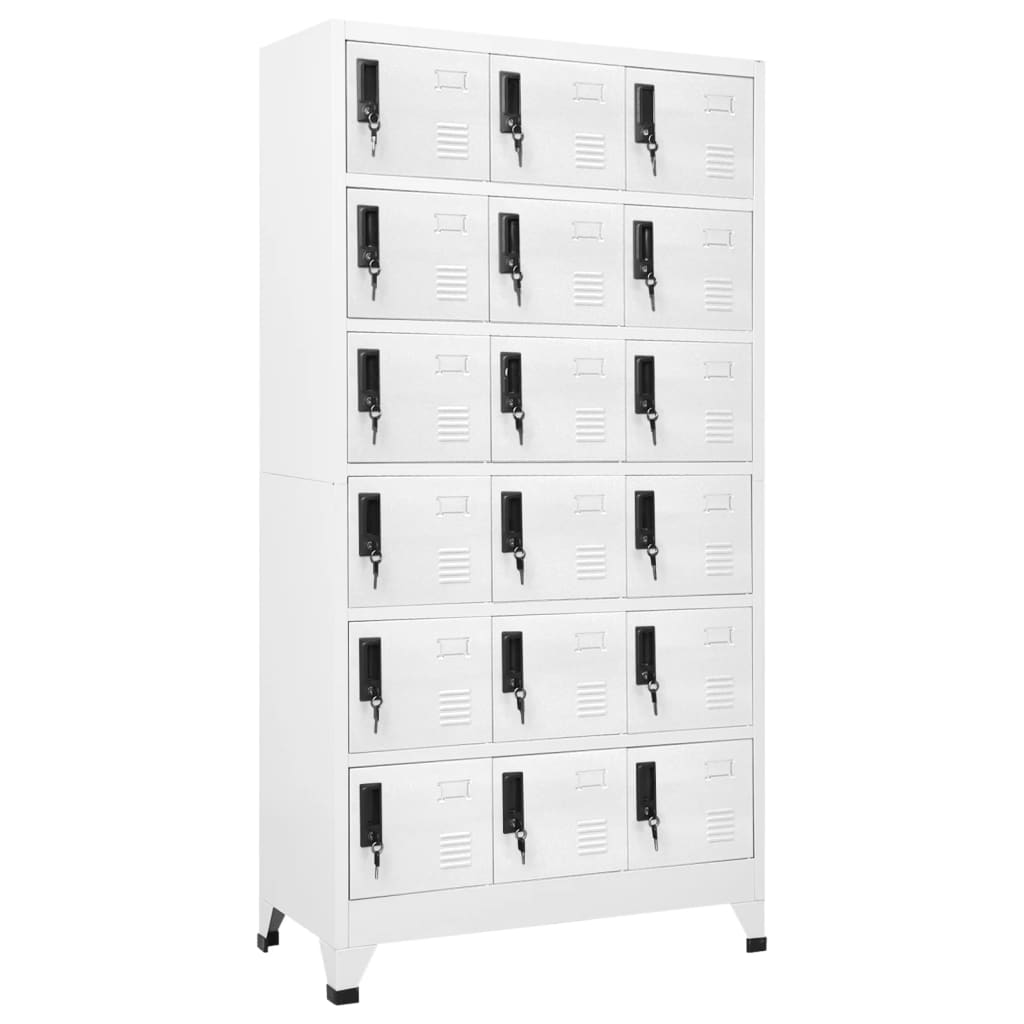 Locker Cabinet White 90x40x180 cm Steel - Merlin Deals