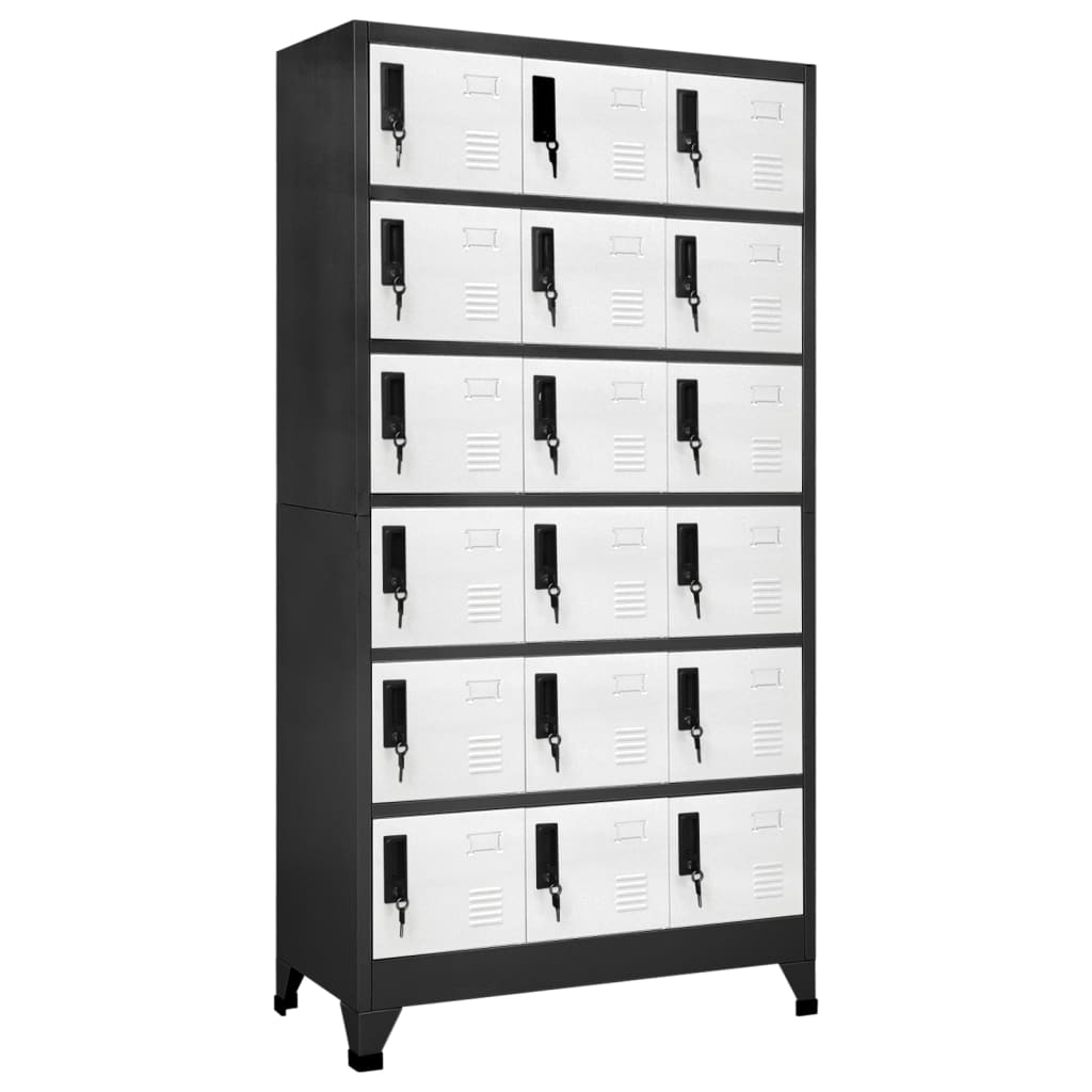 Locker Cabinet Anthracite and White 90x40x180 cm Steel - All Things Good