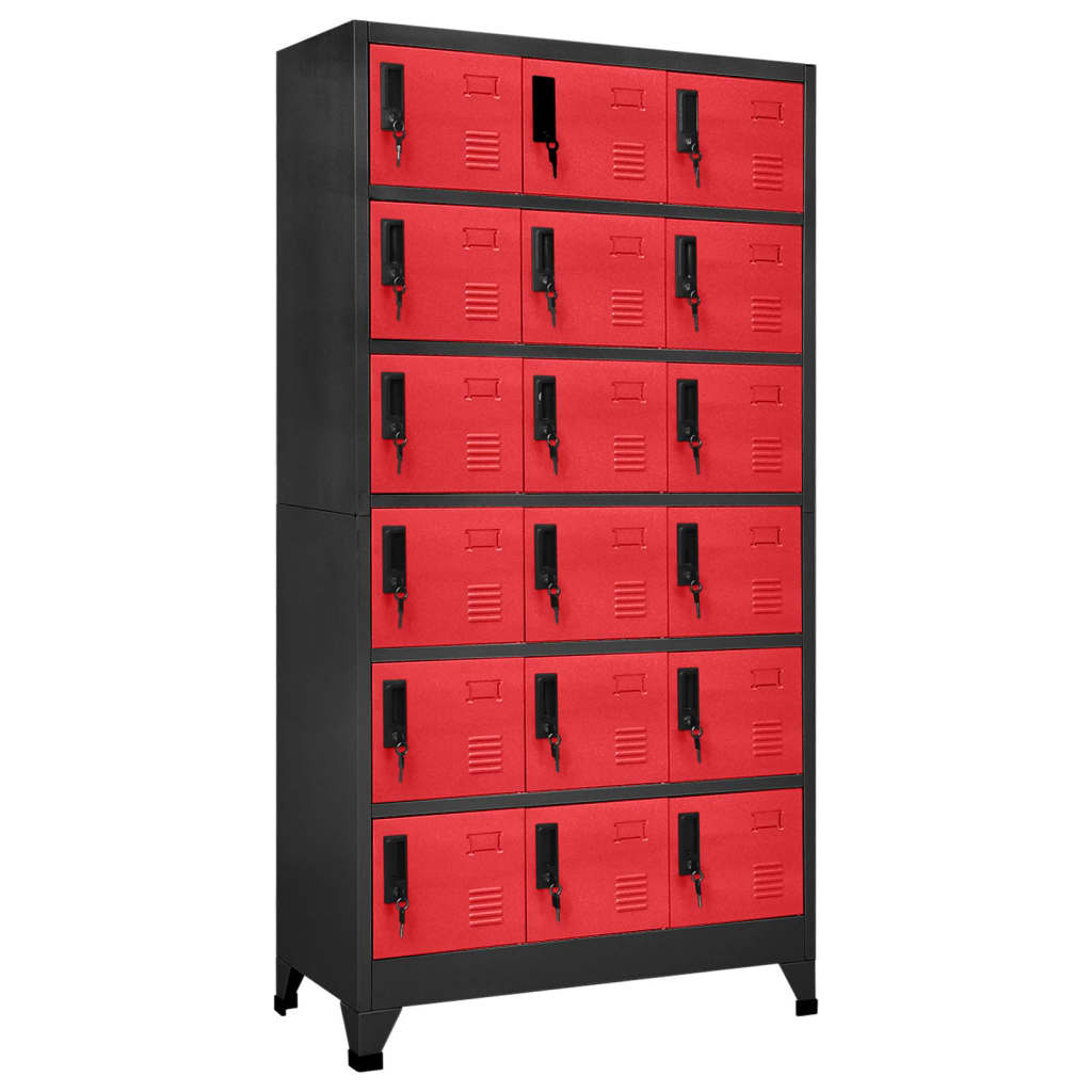 Locker Cabinet Anthracite and Red 90x40x180 cm Steel - Style and Chic