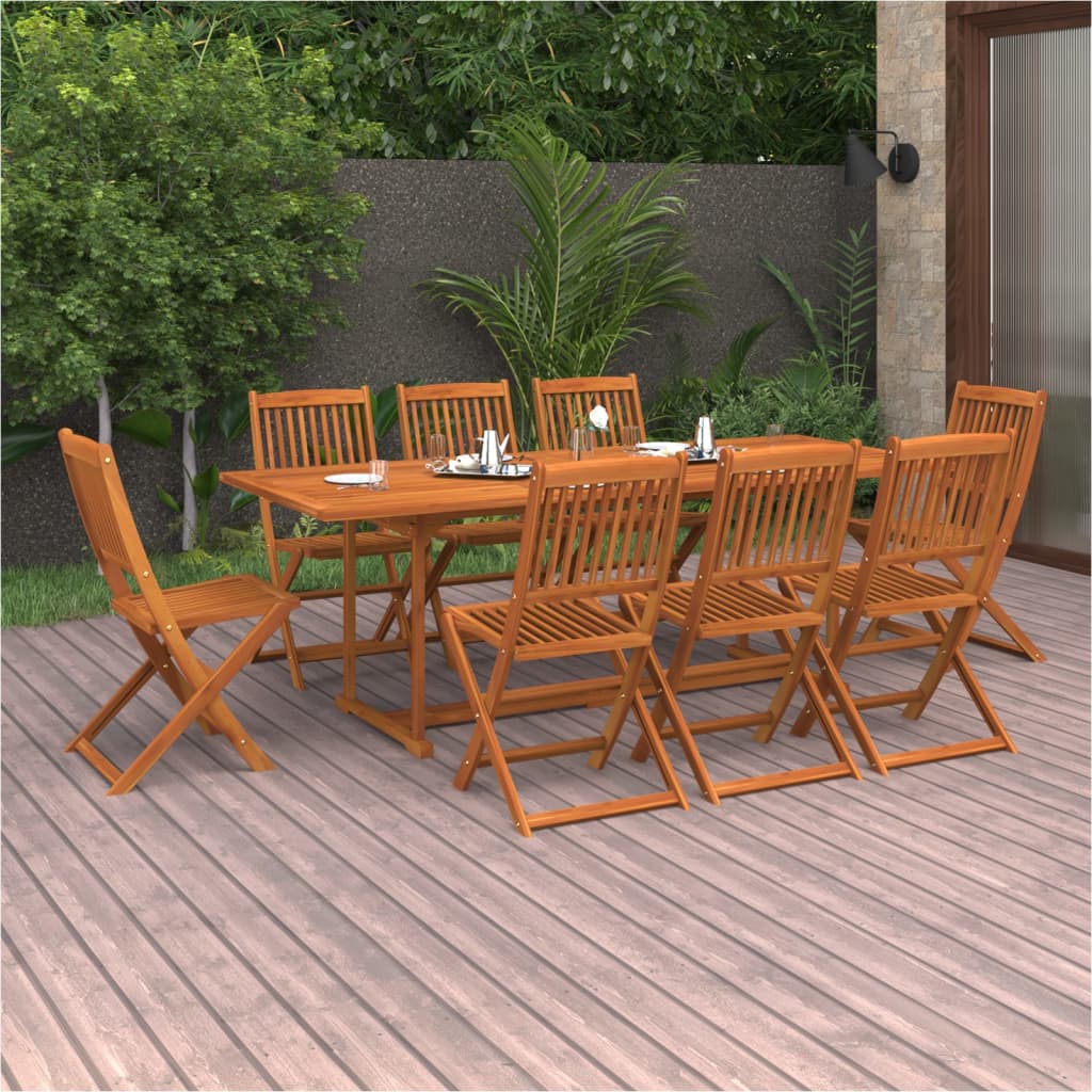 9 Piece Garden Dining Set Solid Acacia Wood - The Home Maker