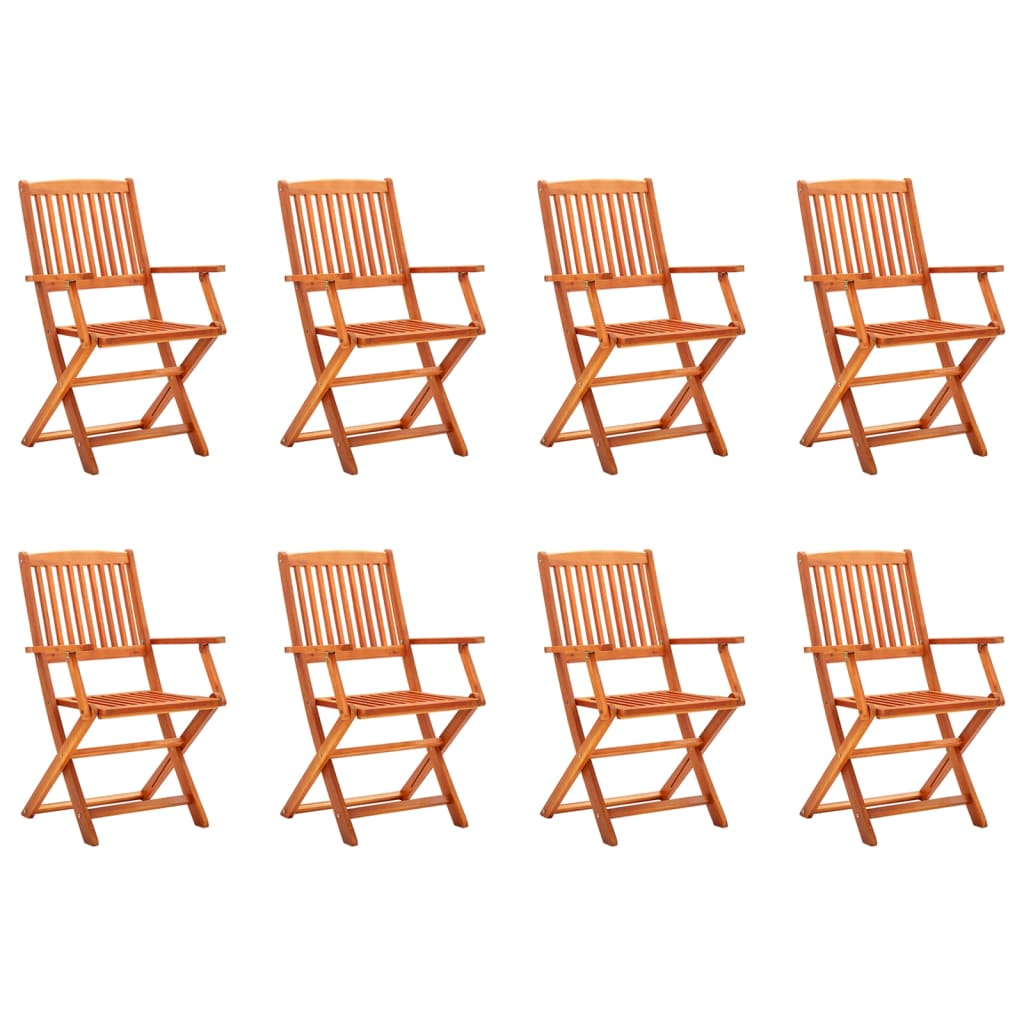 Folding Garden Chairs 8 pcs Solid Eucalyptus Wood - Direct Imports