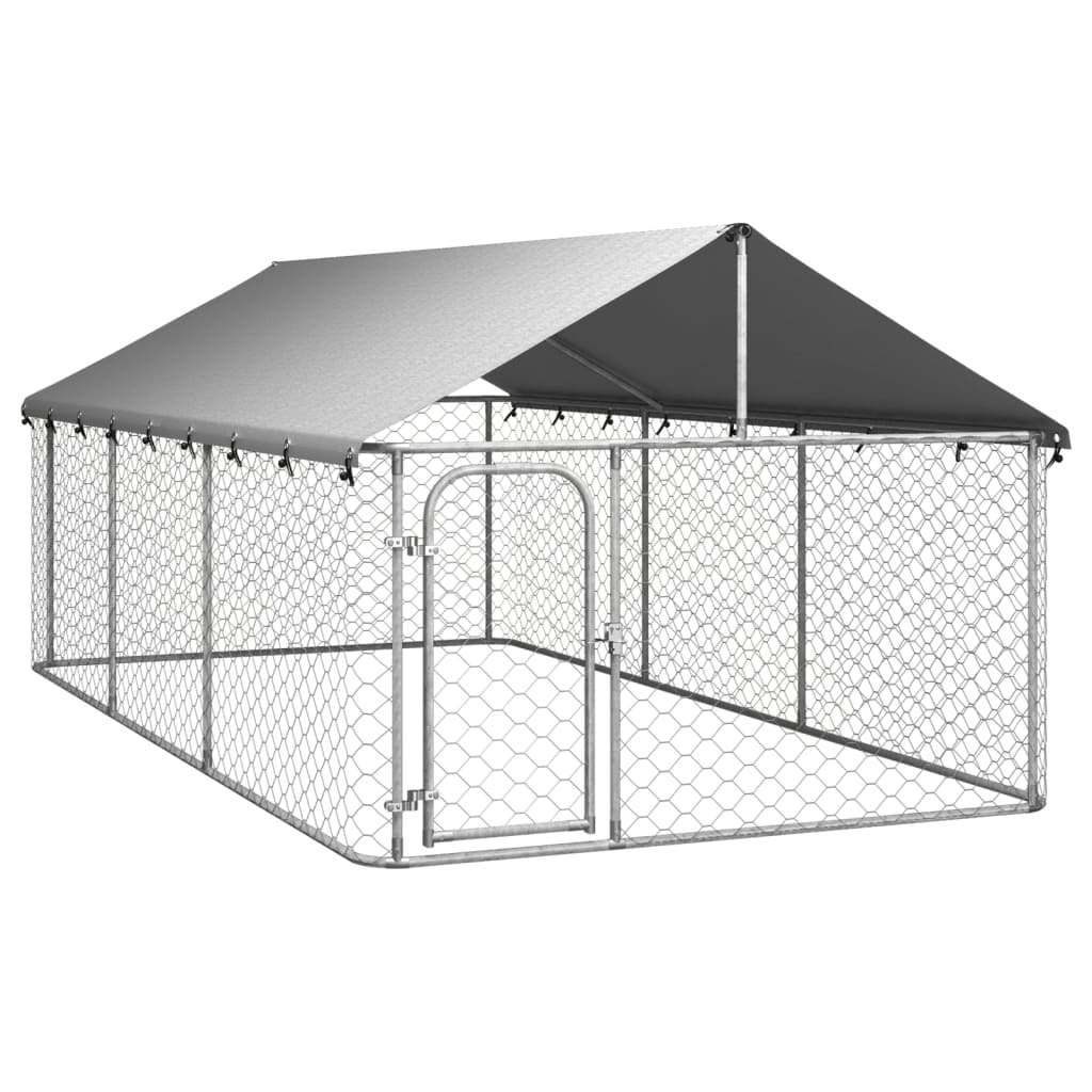 Outdoor Dog Kennel with Roof 400x200x150 cm - Discount Dealers
