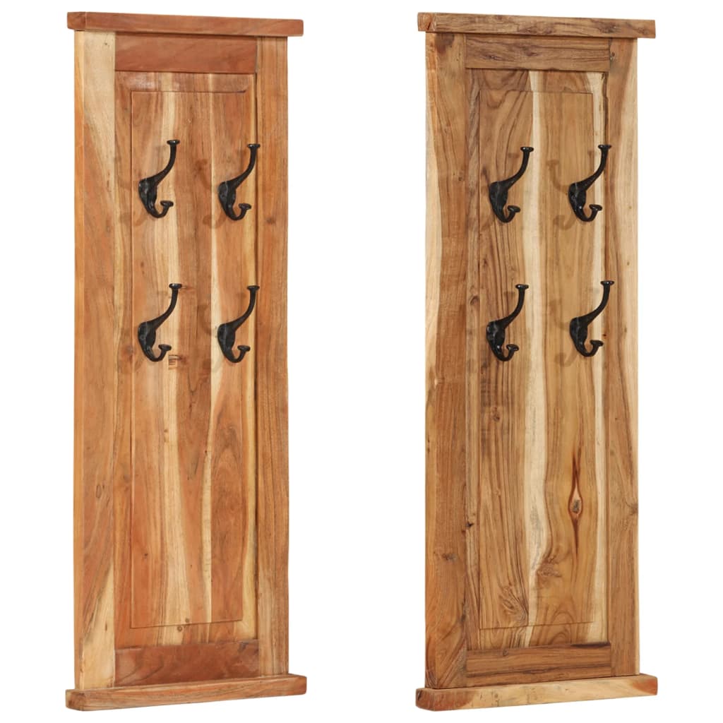Coat Racks 2 pcs Solid Wood Acacia 38x100 cm - All Things Good