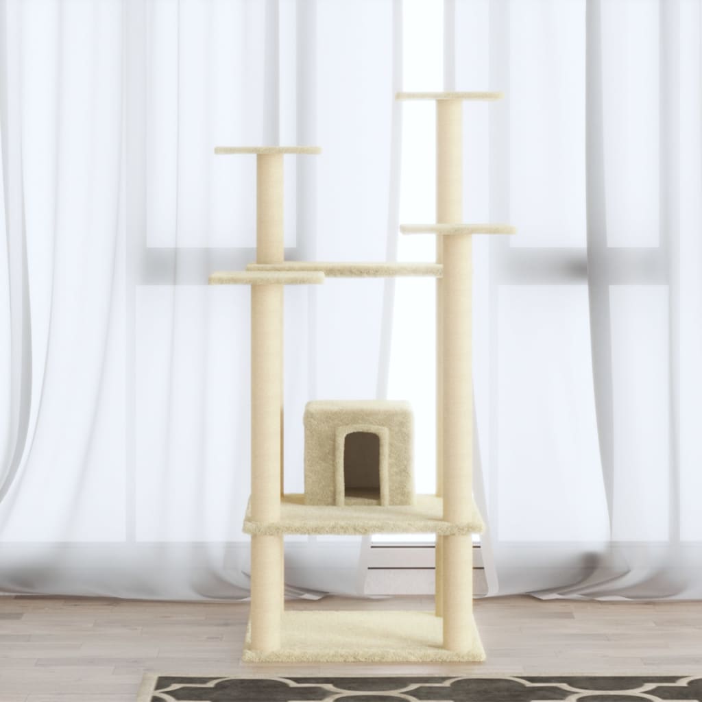 Cat Tree with Sisal Scratching Posts Cream 110 cm - Millennium Furniture