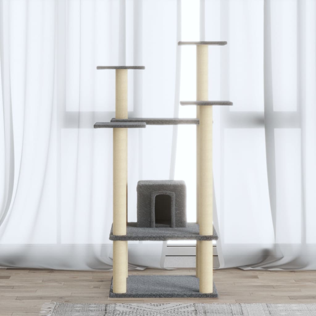 Cat Tree with Sisal Scratching Posts Light Grey 110 cm - Merlin Deals