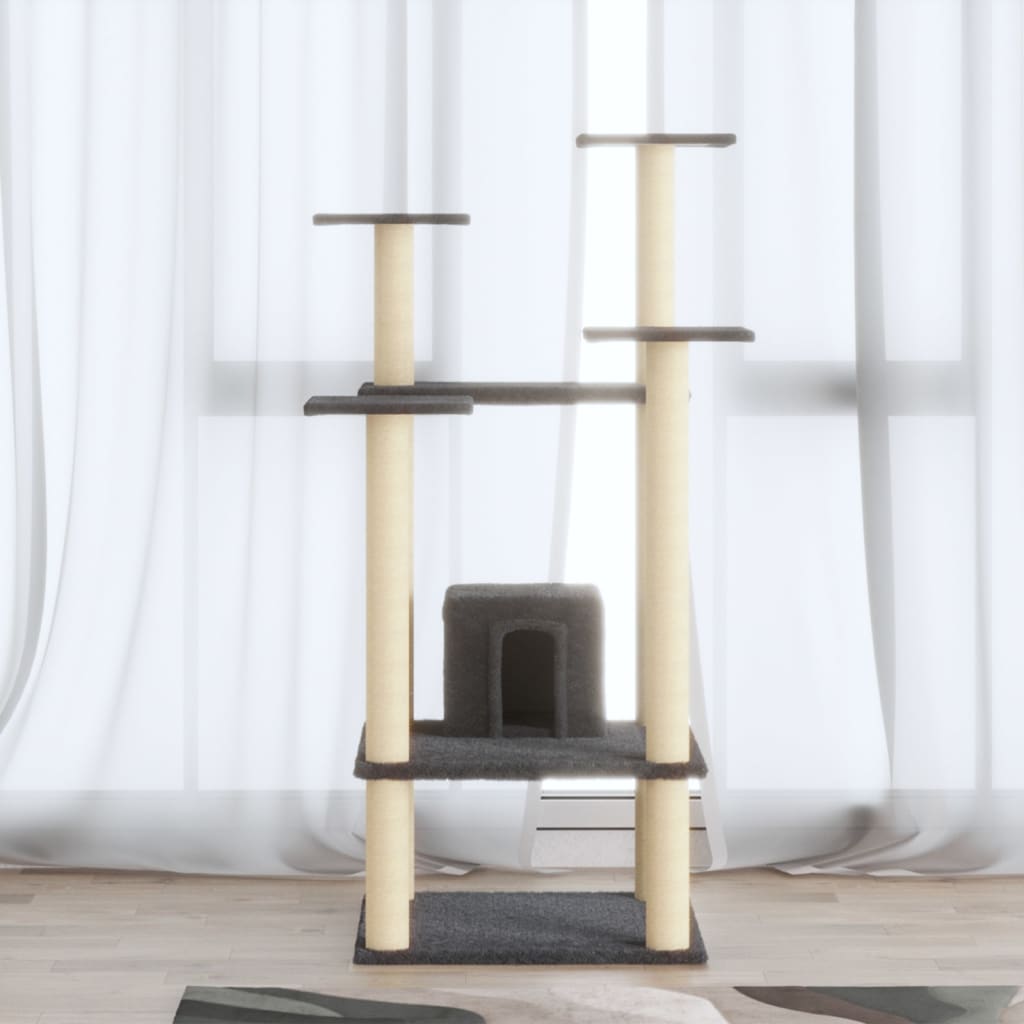 Cat Tree with Sisal Scratching Posts Dark Grey 110 cm - Brittle & Co