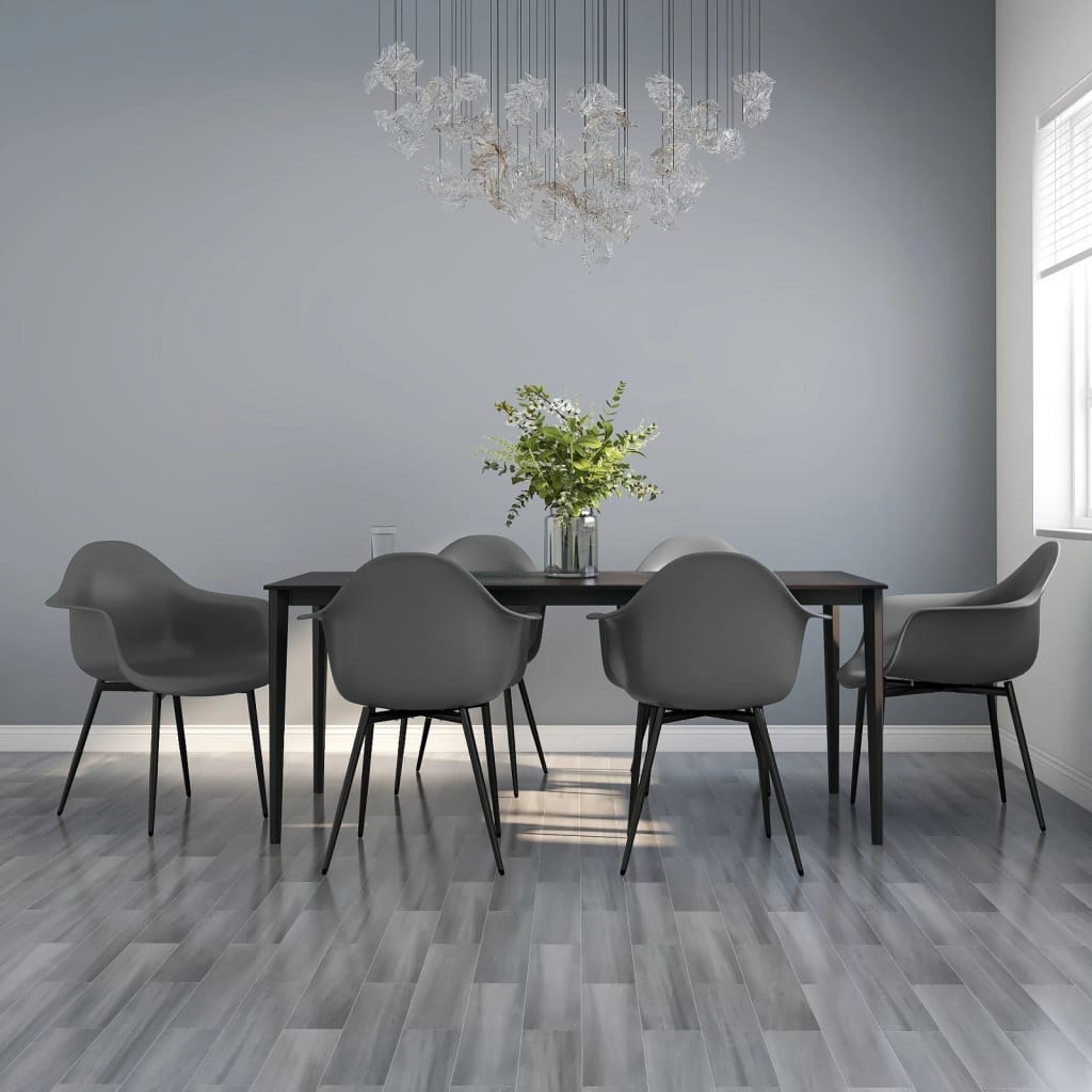 Dining Chairs 6 pcs Grey PP - Brittle & Co