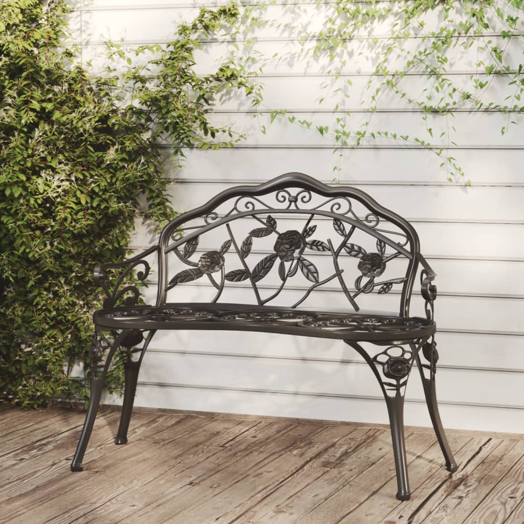 Garden Bench 100 cm Cast Aluminium Black - Sid & Sam