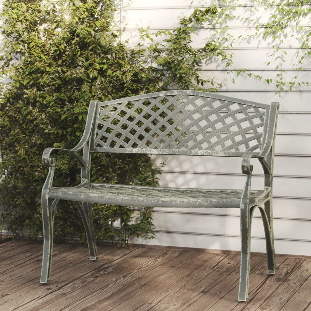 Garden Bench 102 cm Cast Aluminium Green - Style and Chic