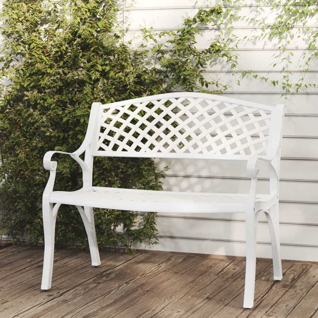 Garden Bench 102 cm Cast Aluminium White - Millennium Furniture