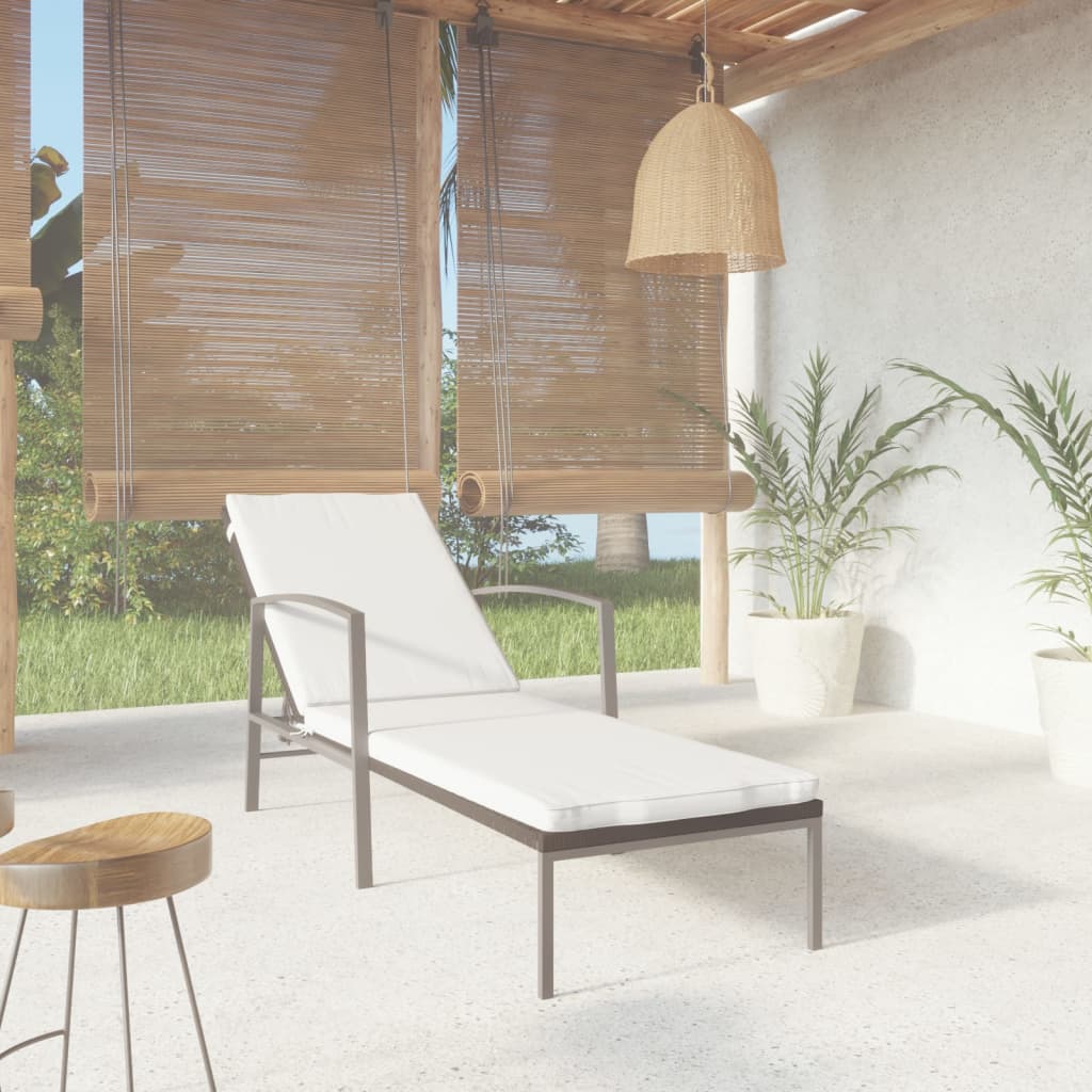 Garden Sun Lounger with Cushion Poly Rattan Black - Direct Imports