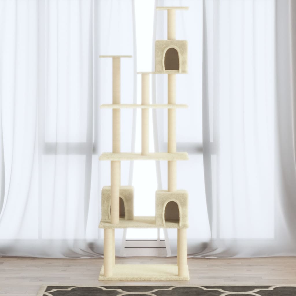Cat Tree with Sisal Scratching Posts Cream 188 cm - Tyrell & Tyrell