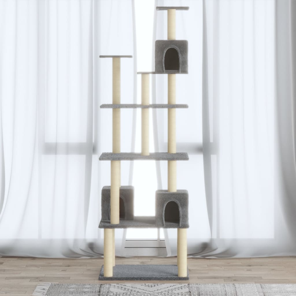 Cat Tree with Sisal Scratching Posts Light Grey 188 cm - Sid & Sam