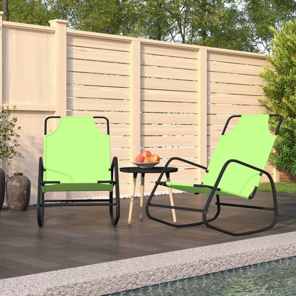 Rocking Sun Loungers 2 pcs Green Steel and Textilene - Merlin Deals