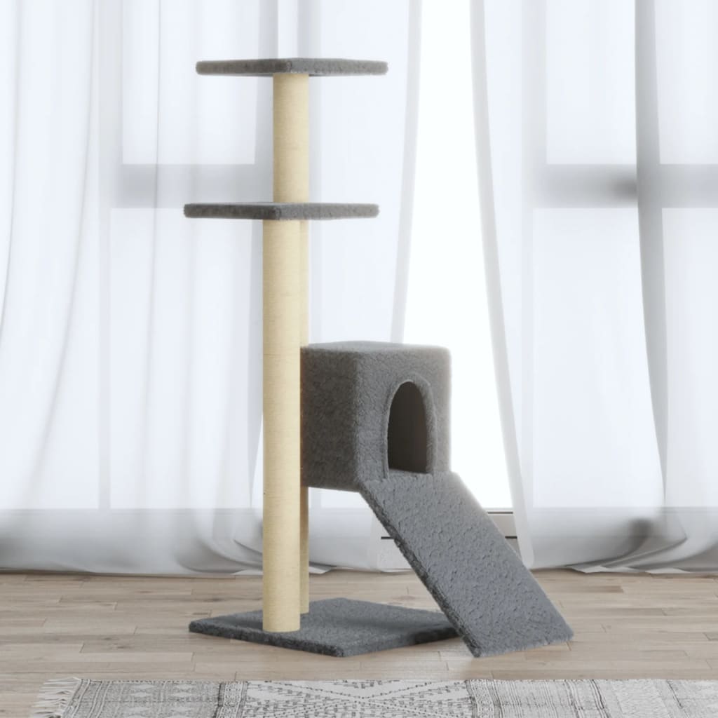 Cat Tree with Sisal Scratching Posts Light Grey 92 cm - Sid & Sam
