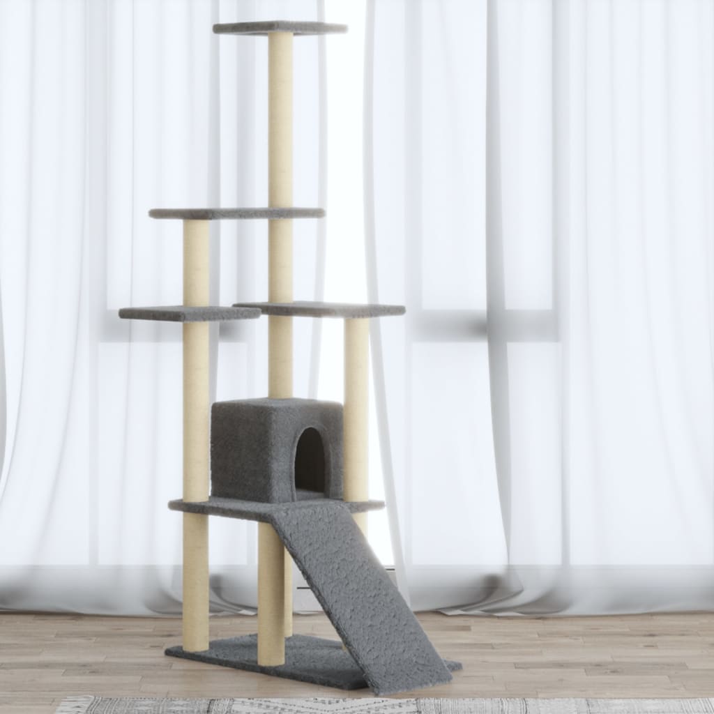 Cat Tree with Sisal Scratching Posts Light Grey 155 cm - Millennium Furniture