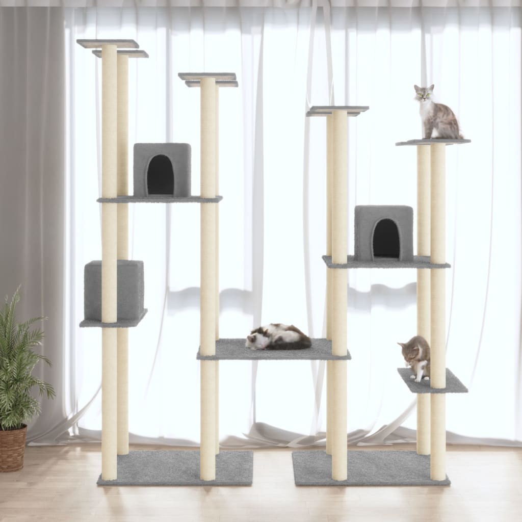 Cat Tree with Sisal Scratching Posts Light Grey 174 cm - Design Hut