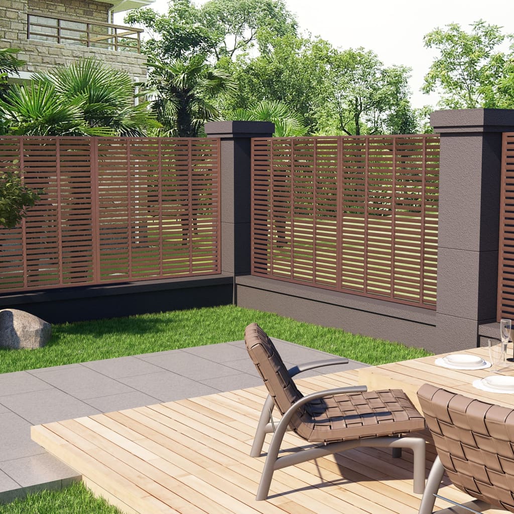 Louver Fence WPC 180x180 cm Brown - All Things Good