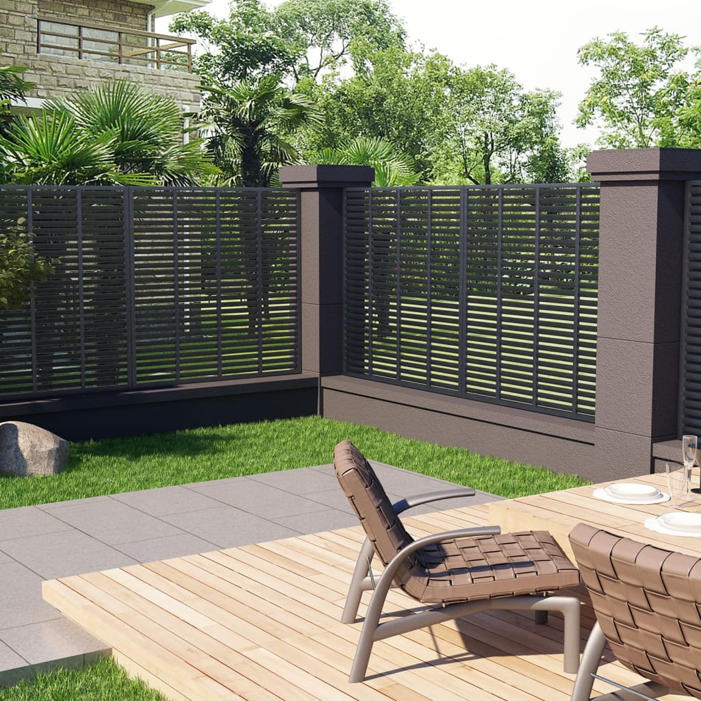 Louver Fence WPC 180x180 cm Grey - Casper Homes