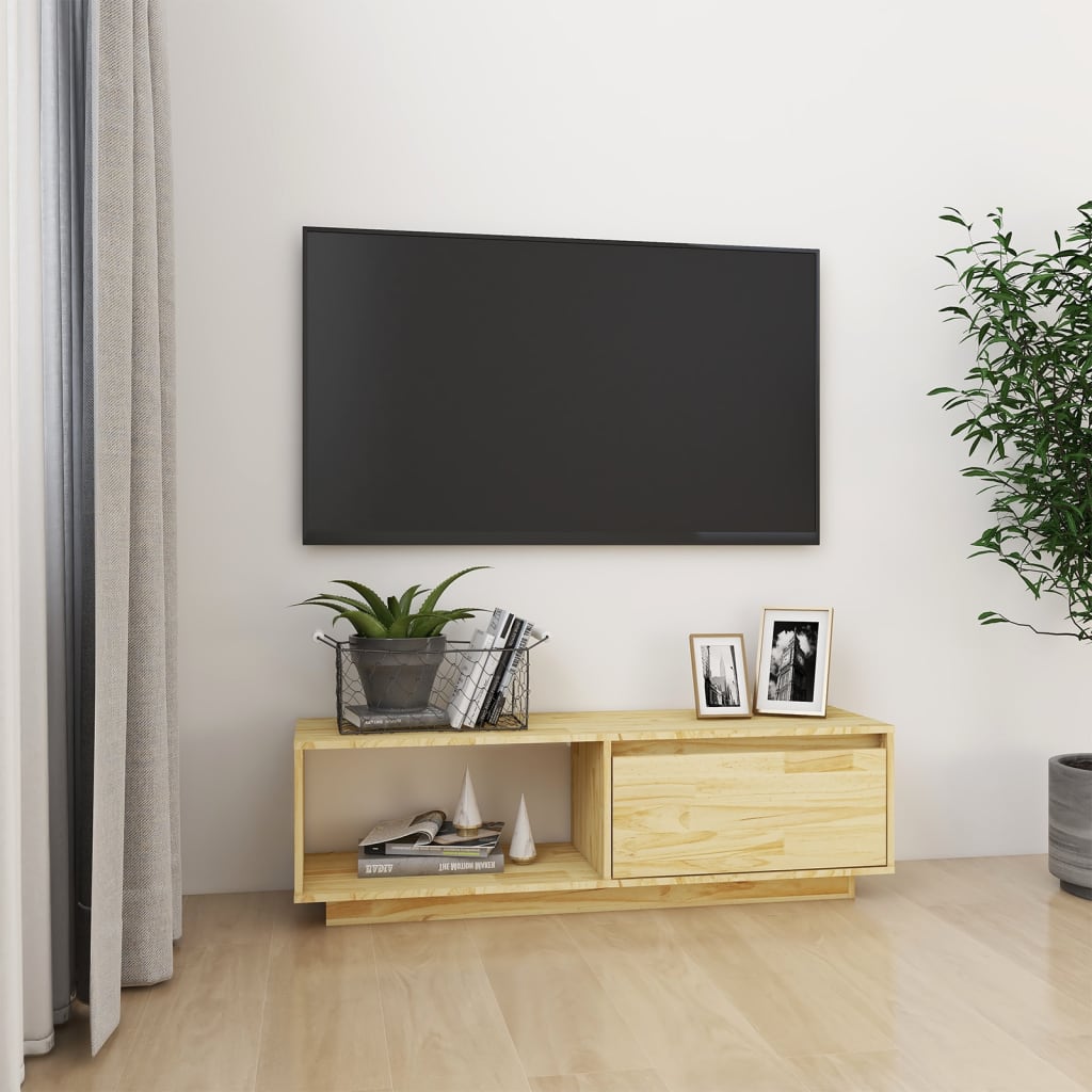 TV Cabinet 110x30x33.5 cm Solid Pinewood - Discount Dealers