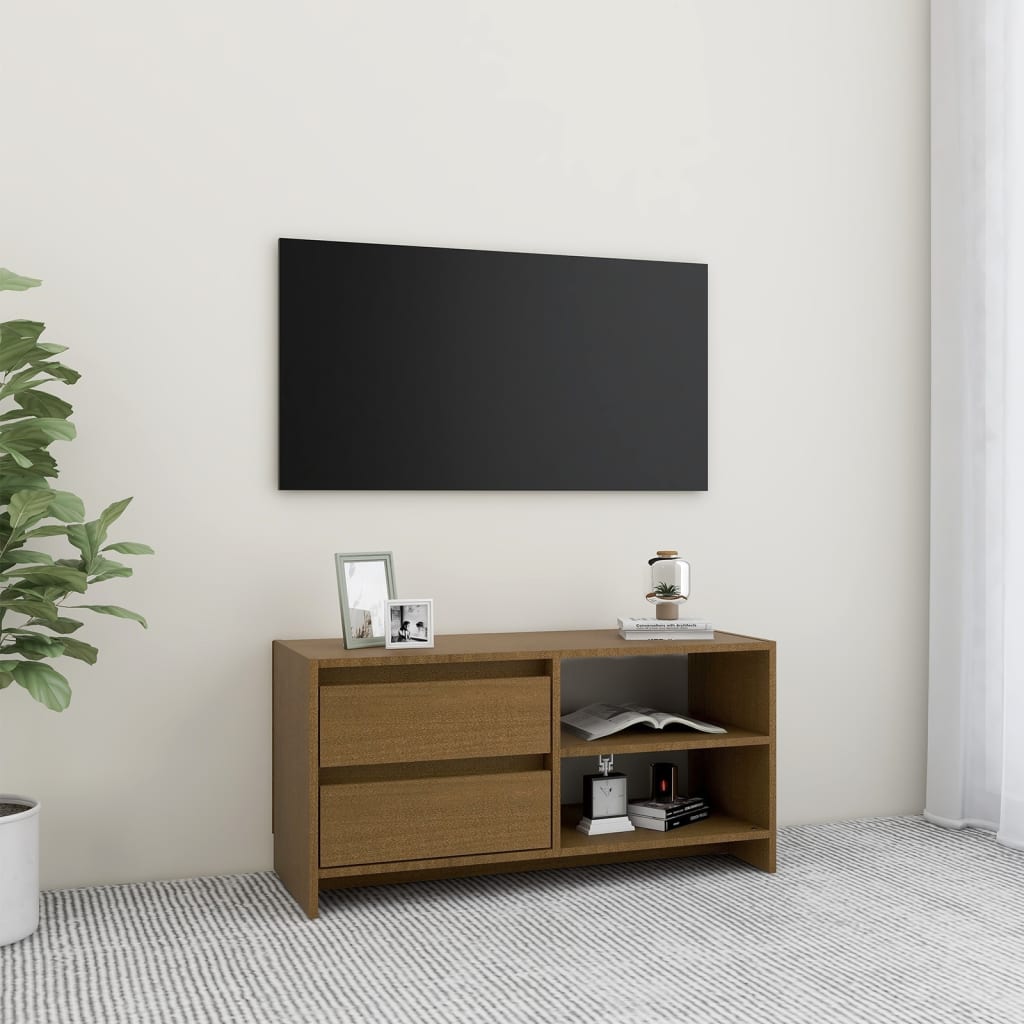 TV Cabinet Honey Brown 80x31x39 cm Solid Pinewood - Discount Dealers