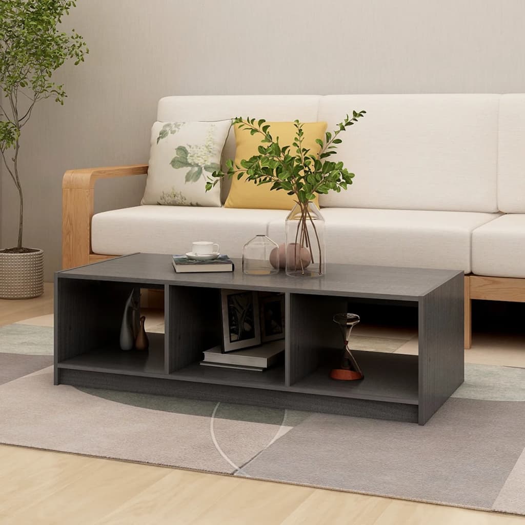 Coffee Table Grey 110x50x34 cm Solid Pinewood - Merlin Deals
