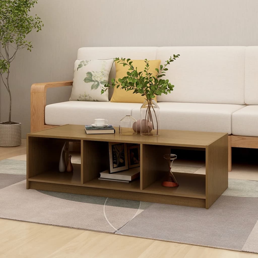 Coffee Table Honey Brown 110x50x34 cm Solid Pinewood - Brittle & Co