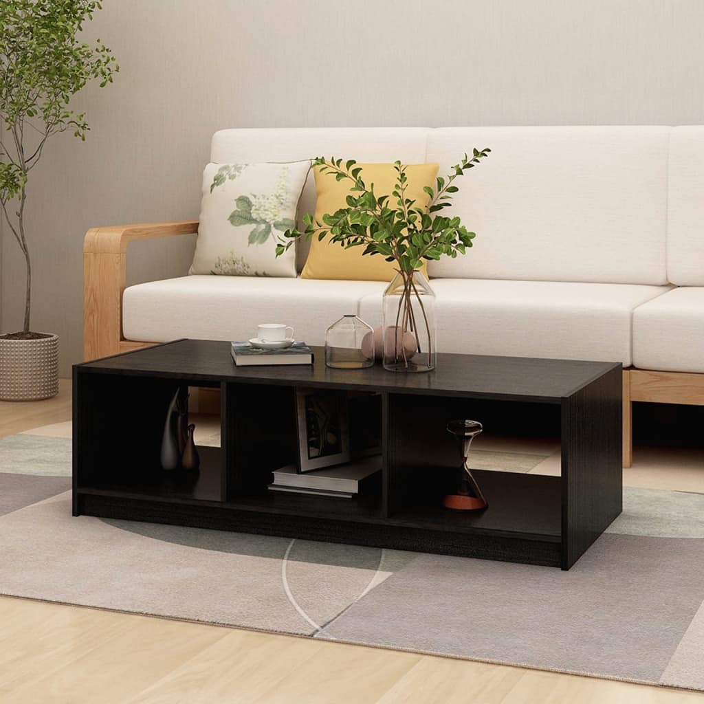 Coffee Table Black 110x50x34 cm Solid Pinewood - Sid & Sam
