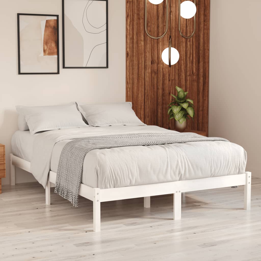 Bed Frame White Solid Wood 180x200 cm Super King Size - Unbeatable Bargains