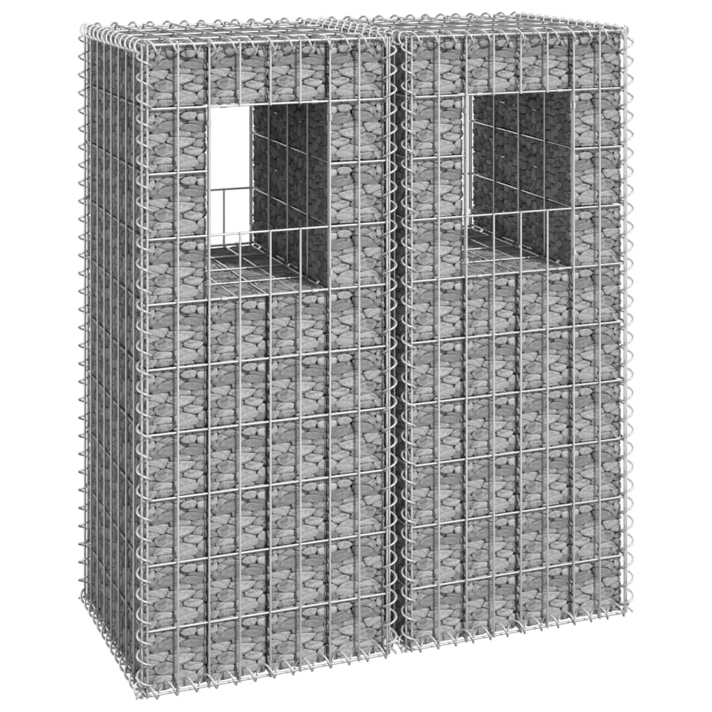 Gabion Basket Posts 2 pcs 40x40x100 cm Iron - The Home Maker