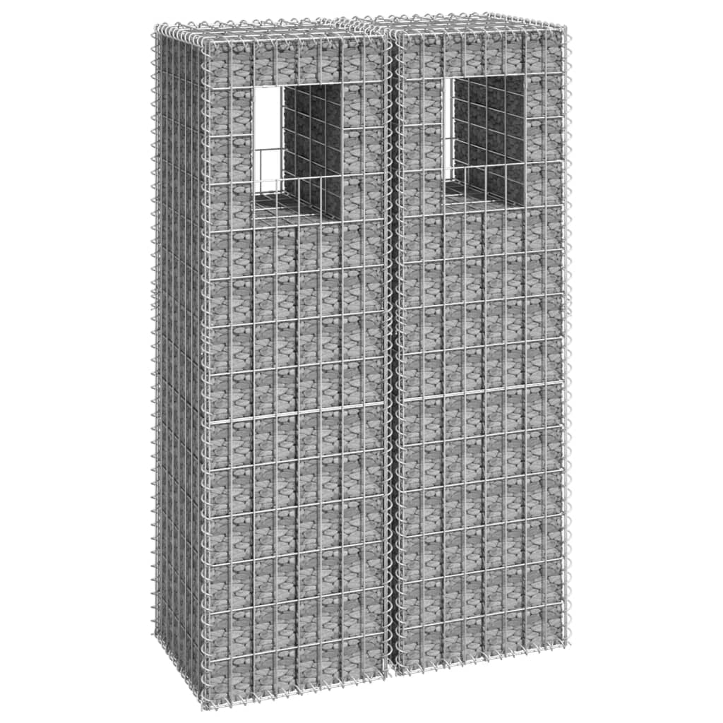 Gabion Basket Posts 2 pcs 40x40x140 cm Iron - Decor Base