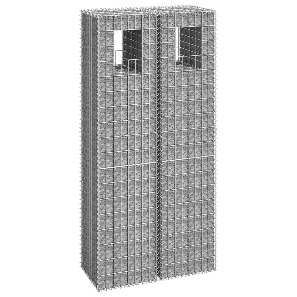 Gabion Basket Posts 2 pcs 40x40x180 cm Iron - R and M Furniture