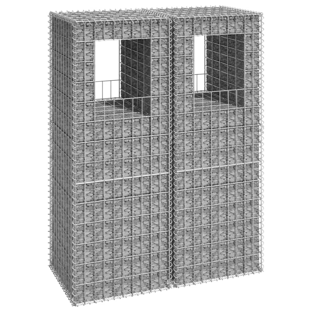 Gabion Basket Posts 2 pcs 50x50x140 cm Iron - Millennium Furniture
