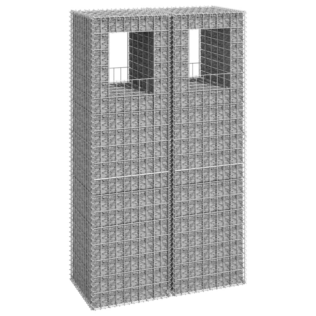 Gabion Basket Posts 2 pcs 50x50x180 cm Iron - R and M Furniture