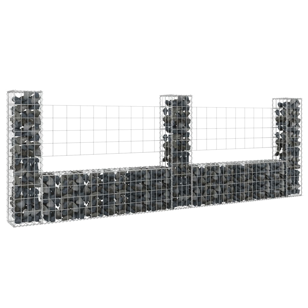 U-shape Gabion Basket with 3 Posts Iron 260x20x100 cm - Merlin Deals