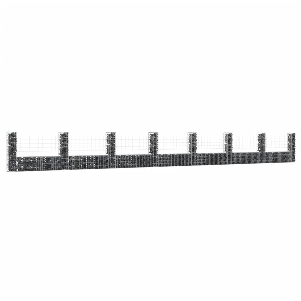 U-shape Gabion Basket with 8 Posts Iron 860x20x100 cm - Merkel Designers