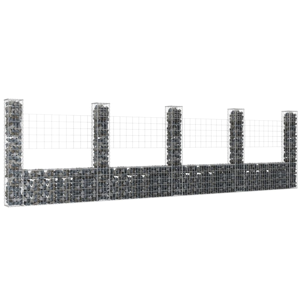 U-shape Gabion Basket with 5 Posts Iron 500x20x150 cm - Style and Chic