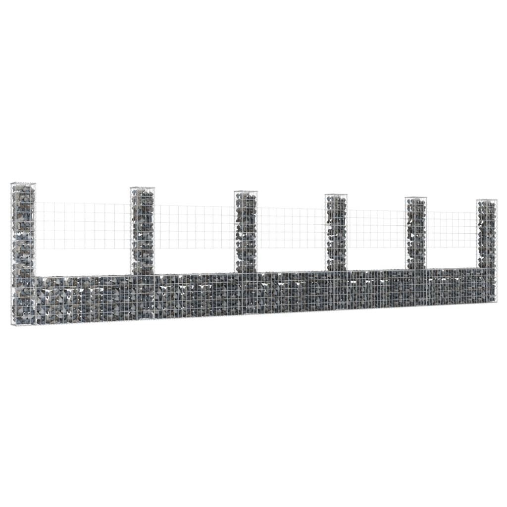U-shape Gabion Basket with 6 Posts Iron 620x20x150 cm - Millennium Furniture