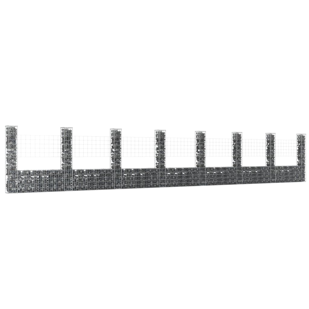 U-shape Gabion Basket with 8 Posts Iron 860x20x150 cm - Sid & Sam