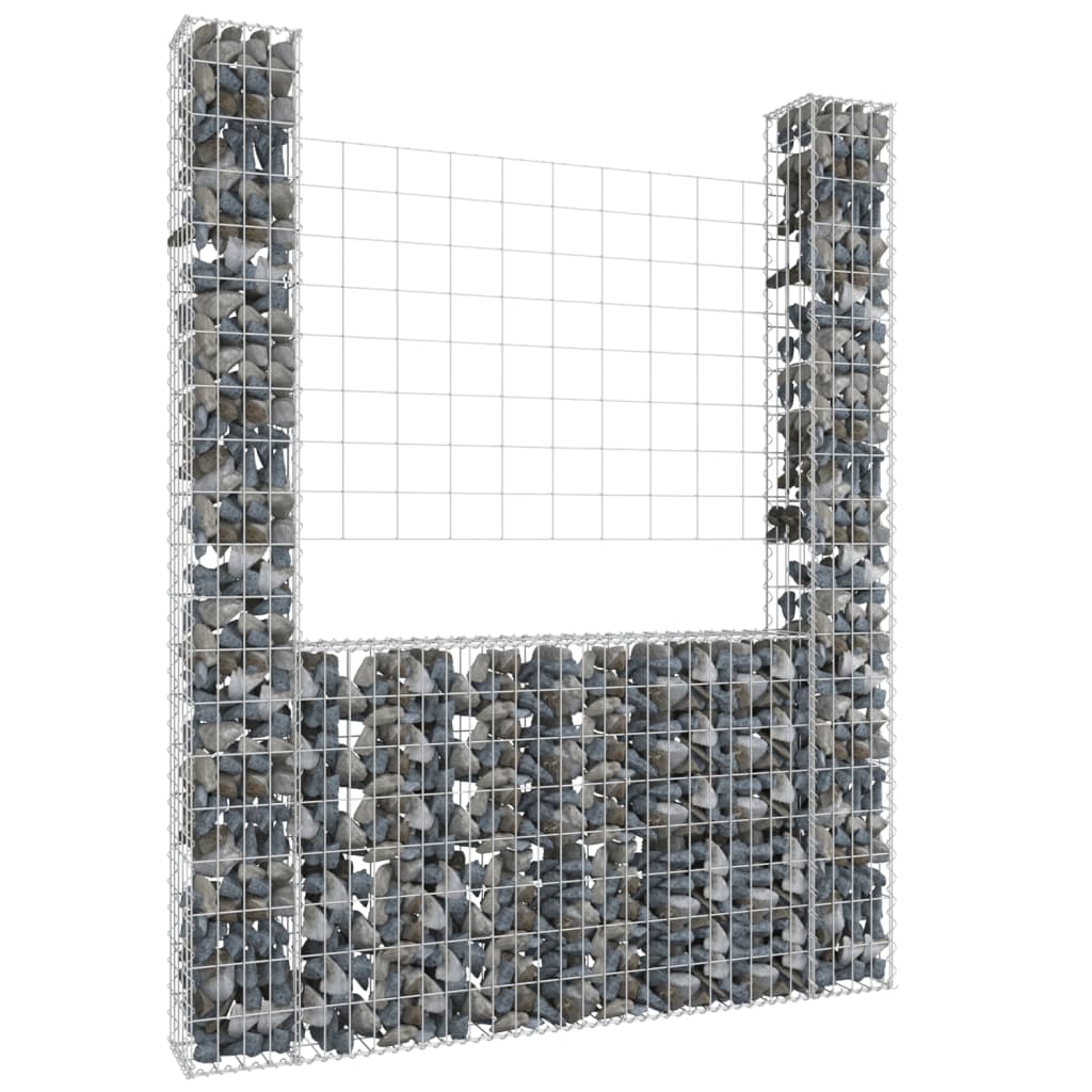 U-shape Gabion Basket with 2 Posts Iron 140x20x200 cm - The Home Maker