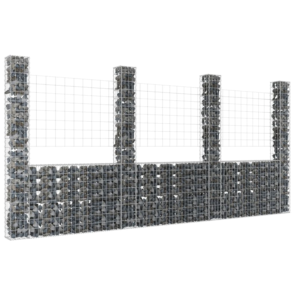 U-shape Gabion Basket with 4 Posts Iron 380x20x200 cm - Discount Dealers