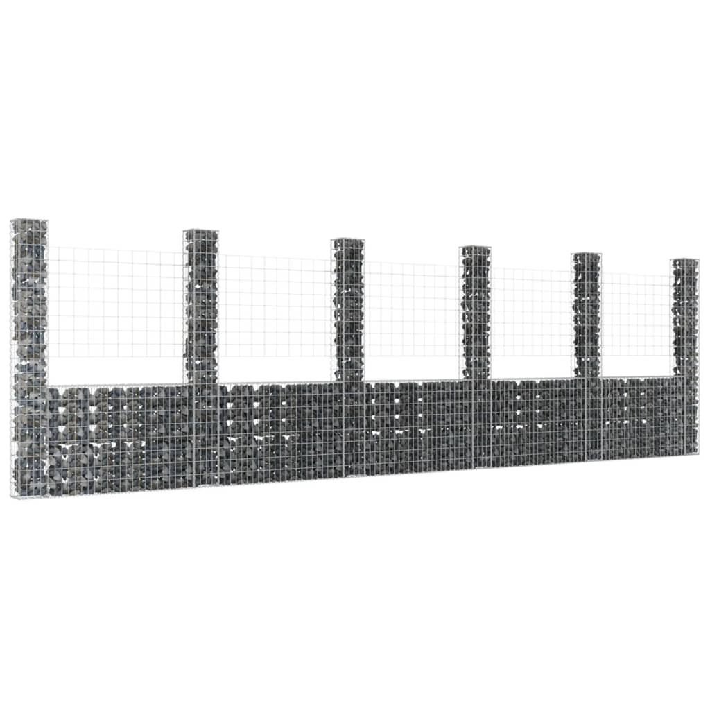 U-shape Gabion Basket with 6 Posts Iron 620x20x200 cm - Discount Dealers