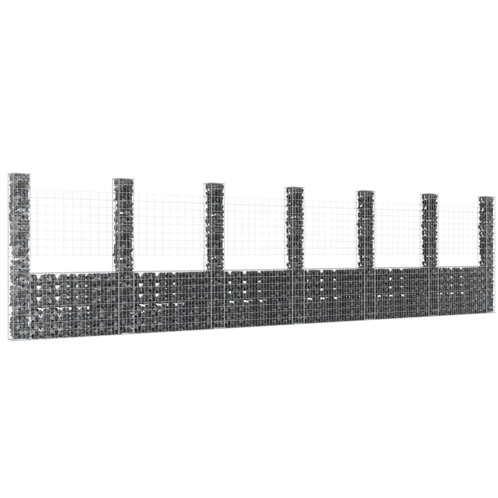 U-shape Gabion Basket with 7 Posts Iron 740x20x200 cm - Tyrell & Tyrell