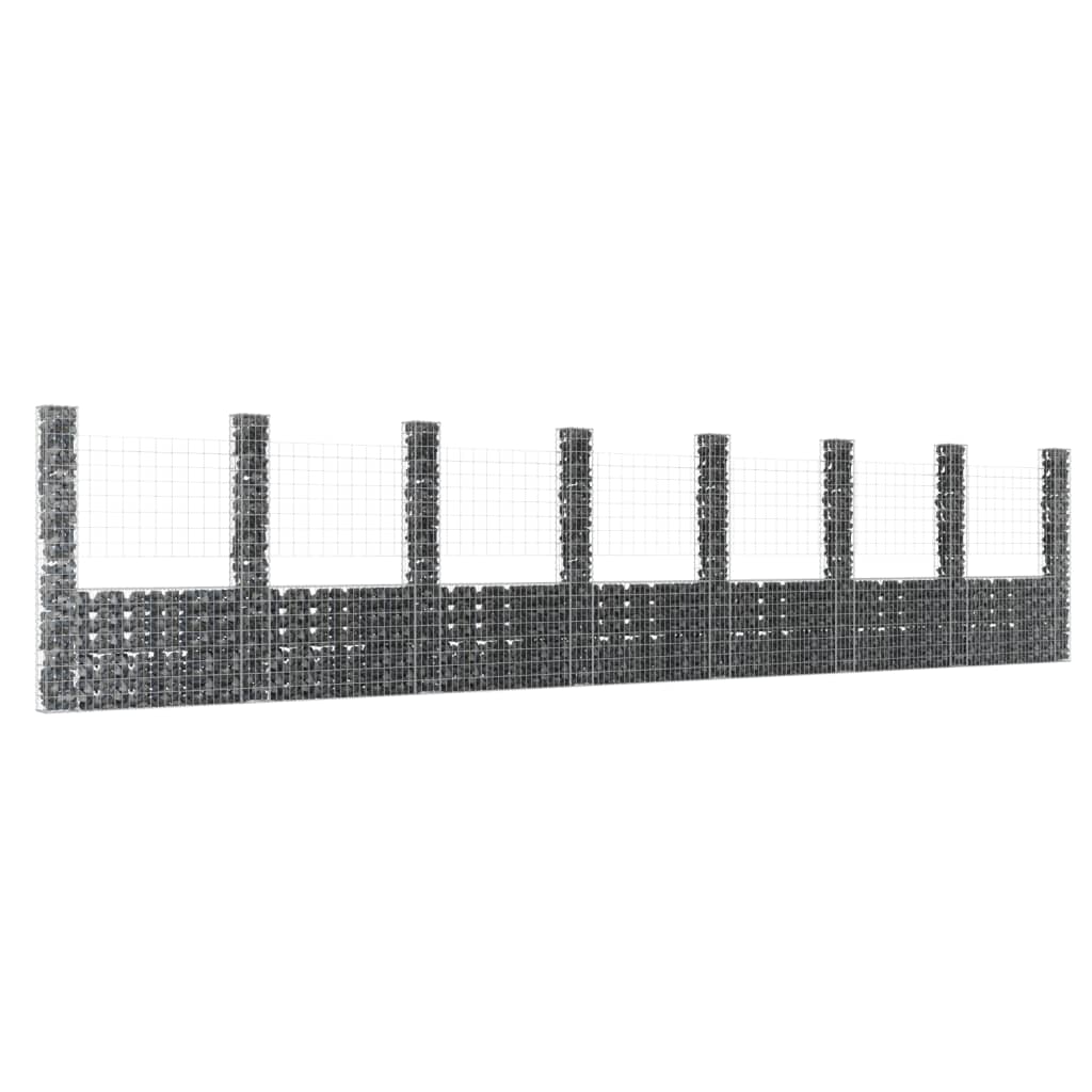 U-shape Gabion Basket with 8 Posts Iron 860x20x200 cm - Merkel Designers