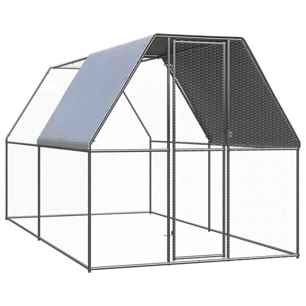 Outdoor Chicken Cage 2x4x2 m Galvanised Steel - Charlotte Dunes