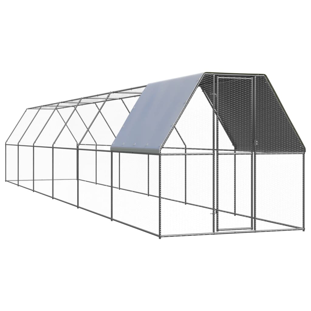 Outdoor Chicken Cage 2x12x2 m Galvanised Steel - Sid & Sam