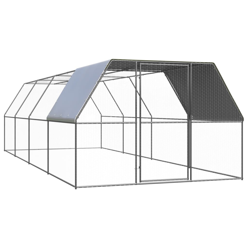 Outdoor Chicken Cage 3x8x2 m Galvanised Steel - Millennium Furniture