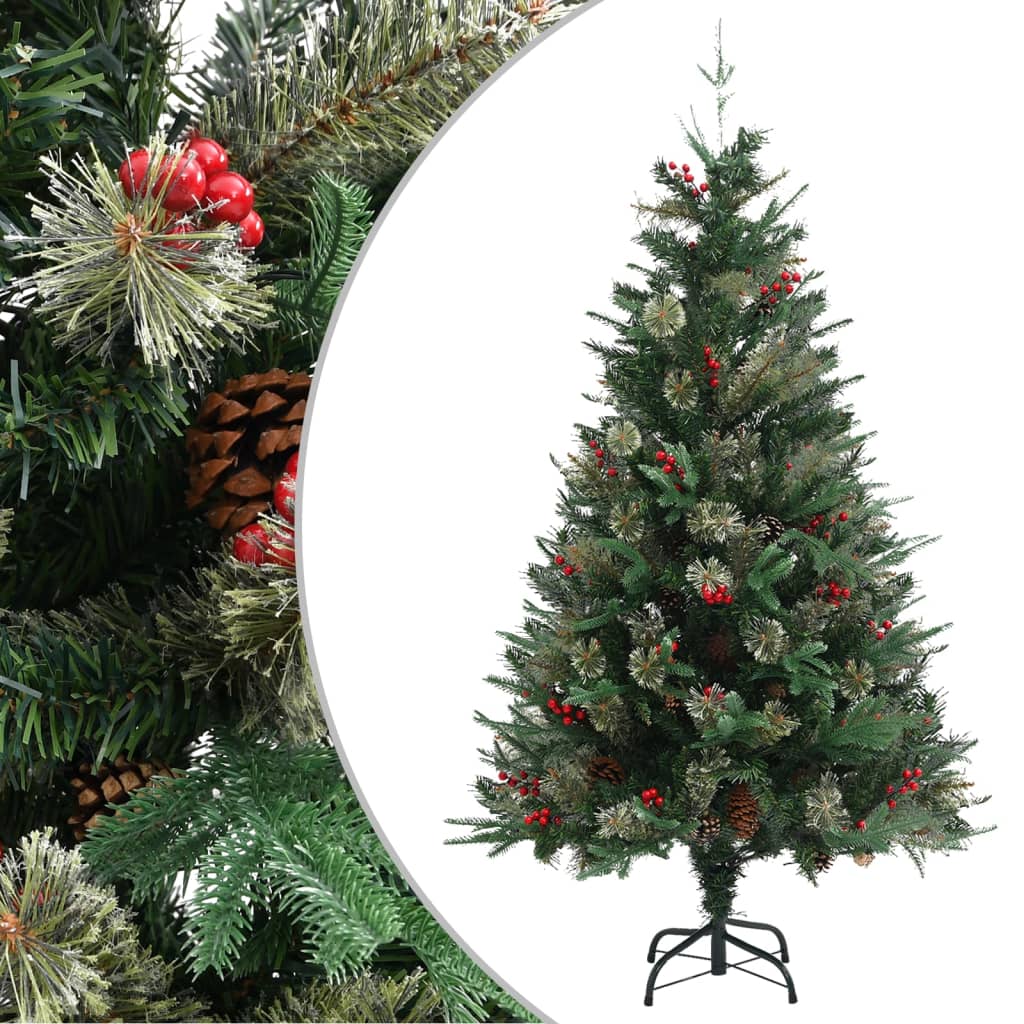 Faune Christmas Tree with Pine Cones Green 150cm PVC and PE - Unbeatable Bargains